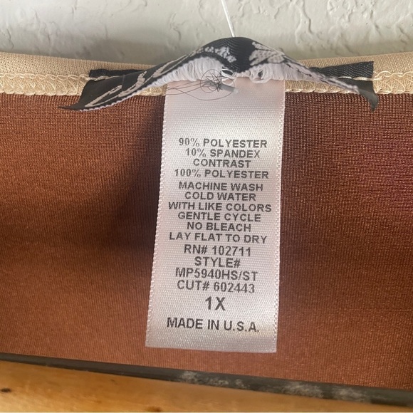 CAROLYN Strauss Collection Women's Tunic Oversized Rusty Brown And Tan Size 1X - Picture 7 of 7